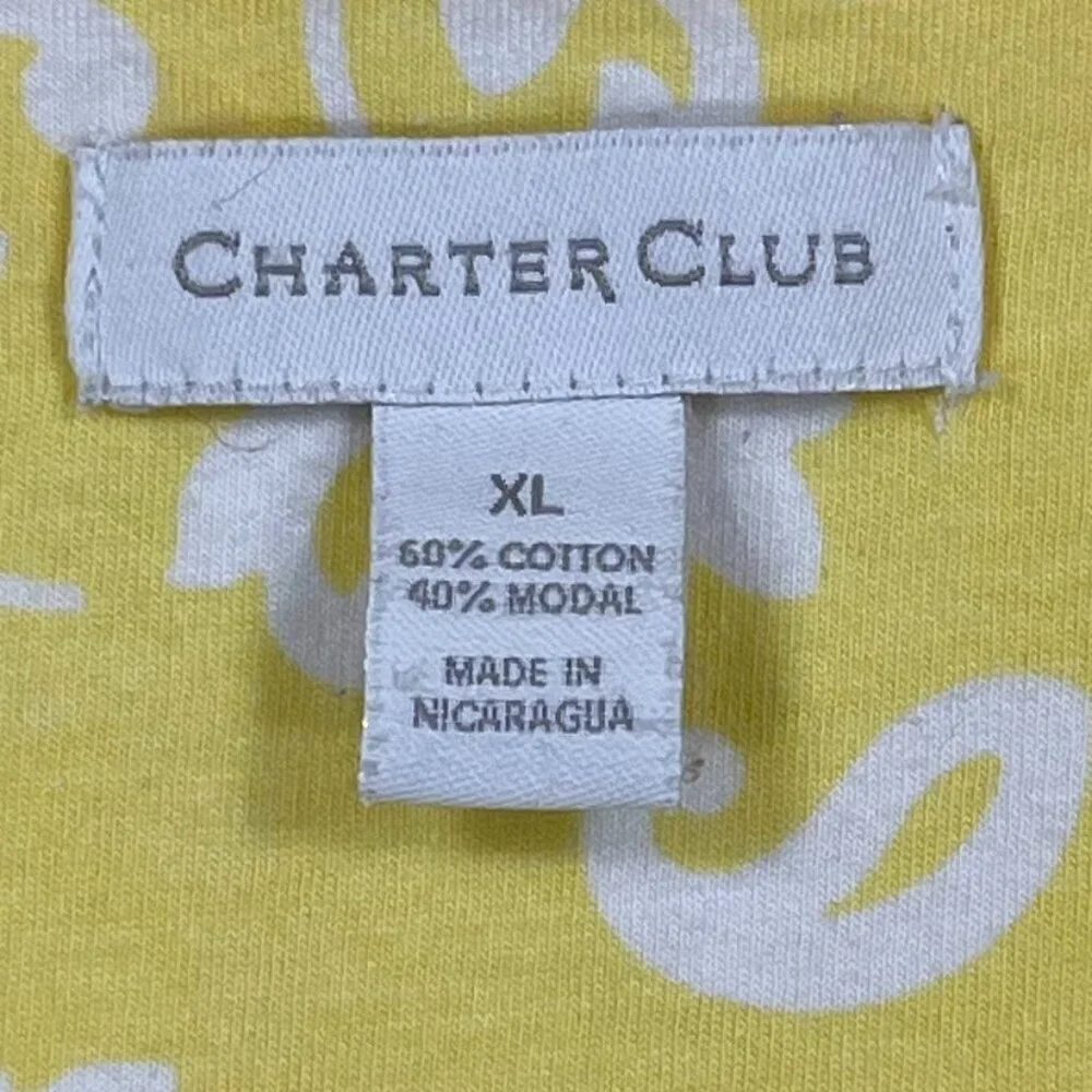 Charter Club Short Sleeve T-Shirt Floral Sunny Yellow Grandma Summer Beach XL